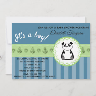Convite Adorável panda de desenho animado chuveiro de bebê