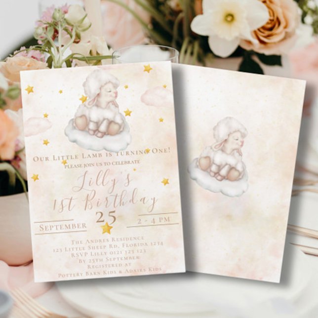 Convite Adorável primeiro aniversario de estrelas de poeir (Criador carregado)