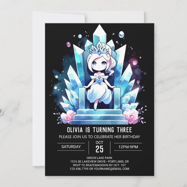 Convite Adorável Princesa Simples Aniversário (Frente)