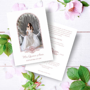 Convite Adorável Quinceañera Arco Rosa Stilysh Espanhol