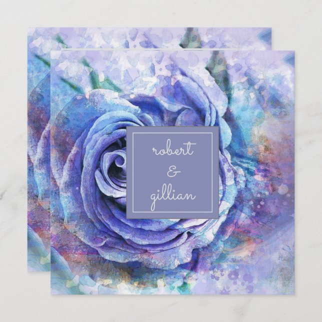 Convite Adorável Rosa de Aquarela (Frente/Verso)