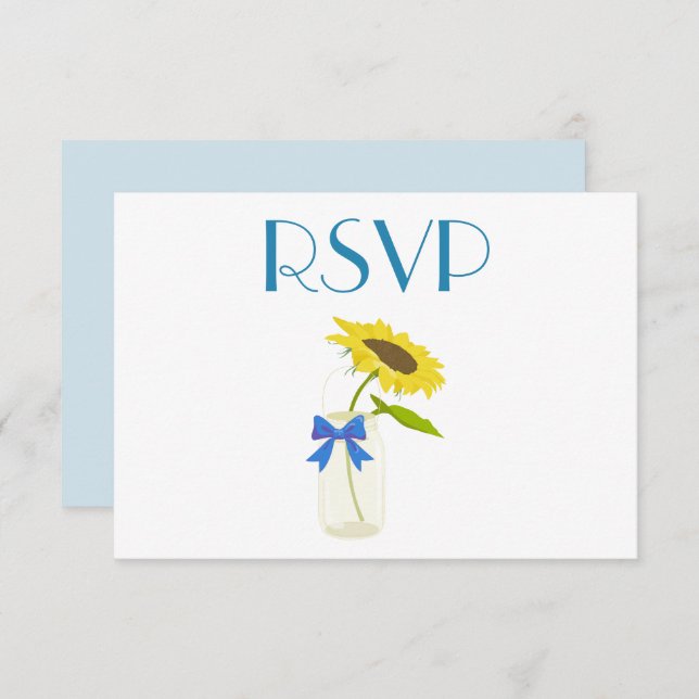 Convite Adorável RSVP de Girassol (Frente/Verso)