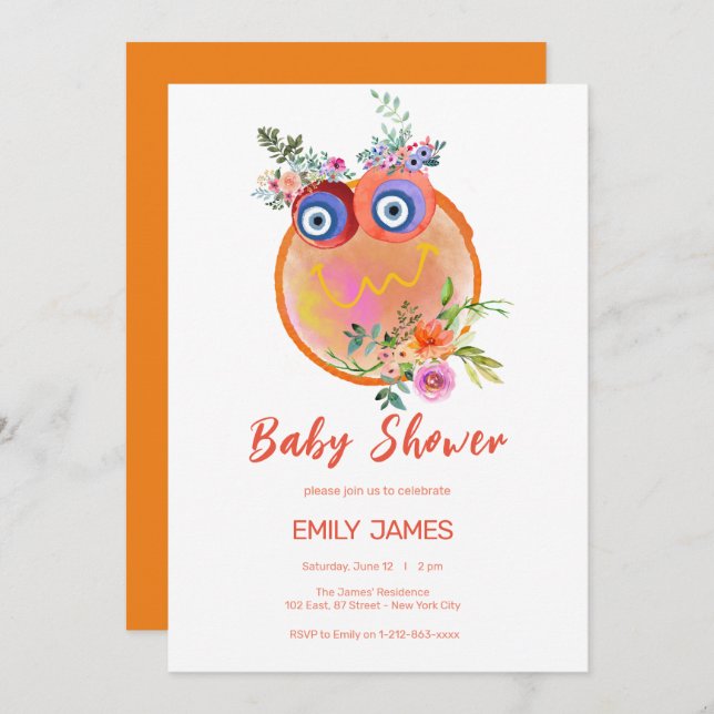 Convite Adorável Salvar o Chá de fraldas Planeta Invi (Frente/Verso)