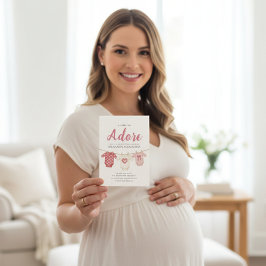 Convite Adore A Girl Baby Shower Invitation