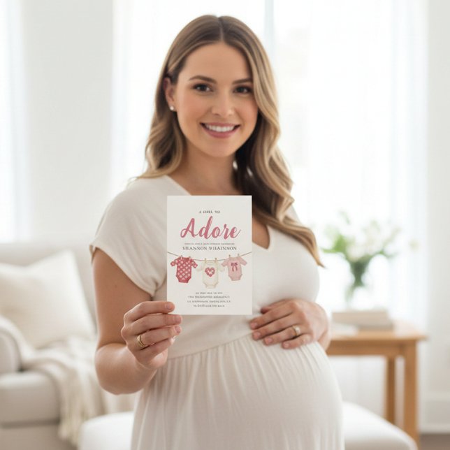 Convite Adore A Girl Baby Shower Invitation (Criador carregado)
