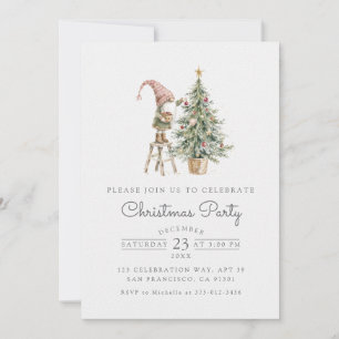 Convite Adorno de árvore de Natal em aquarela Gnome de Sab