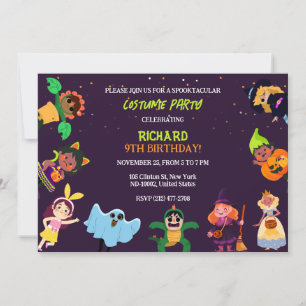 Convite Adorno de Halloween Fofo Festa de Aniversário Mode
