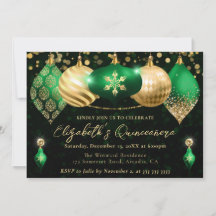 Adornos de Natal Verde e Dourado Quinceanera