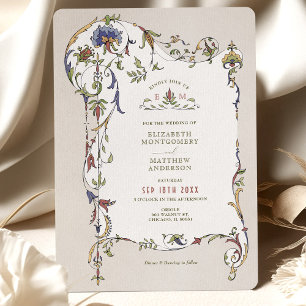 Convite Adornos Florais Vitorianos Vintage Casamento