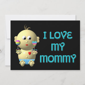 Convite Adoro a minha mamãe a saltar o bebê com o coração