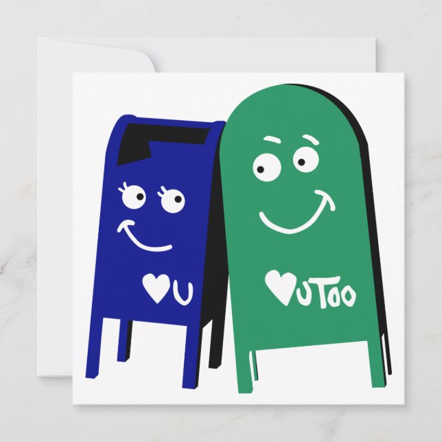 Convite adoro caixas de correio: eu te amo (Frente)