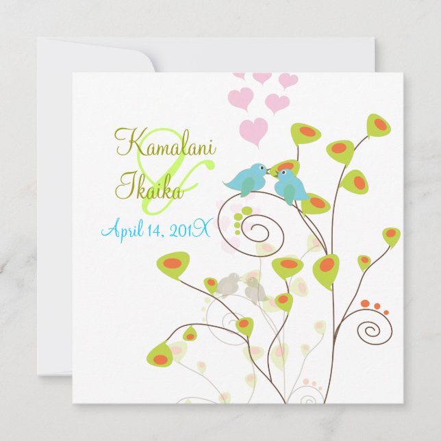 Convite Adoro pássaros, adicione seu passado... (Frente)