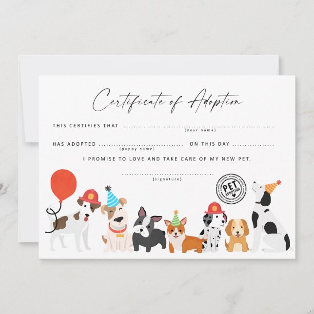 Convite Adotar um Certificado de Aprovação de Aniversário  (Frente)