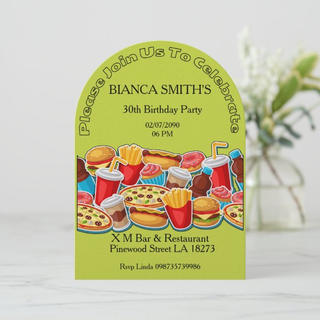 Convite Adult Birthday  Party  (Em pé/Frente)