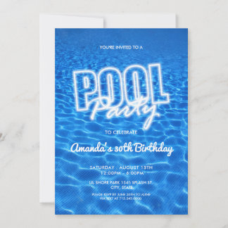Convite  Adult Pool Party birthday Invitation