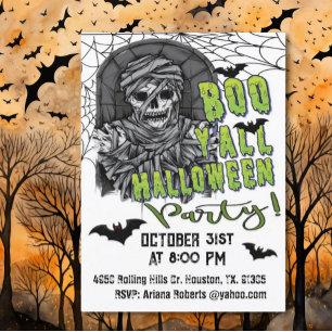 Convite Adulto Boo Y Skeleton Mummy Halloween Party