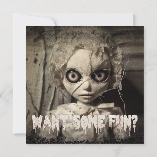 Convite Adulto de Doll Assaltada Spooky (Frente)