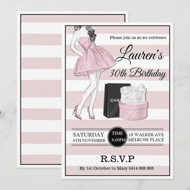 Convite Adultos 30 40º 50º Festa de aniversário de champan (Frente/Verso)