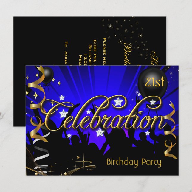 Convite Adultos ou adolescentes com celebrações de Festa d (Frente/Verso)