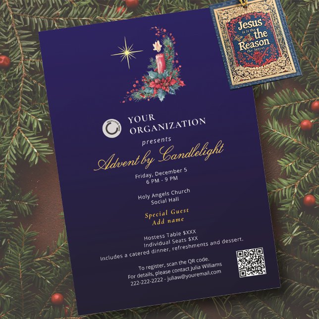 Convite Advento com Luz de Velas Ministério de Mulheres Na (Advent by Candlelight Women Ministry Christmas Invitation)