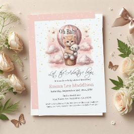 Convite Adventure Aguarda Bebê Kitten Ar Quente Balão