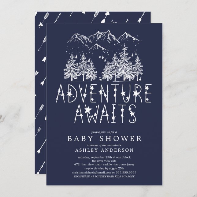 Convite Adventure Aguarda chá de fraldas (Frente/Verso)