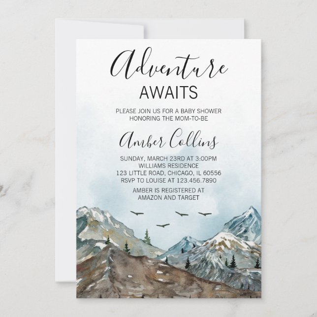 Convite Adventure Aguarda Chá de fraldas (Frente)