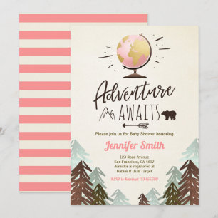 Convite Adventure aguarda Chá de fraldas convidando Vinta