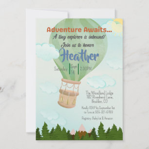Convite Adventure Aguarda Chá de fraldas de balão de ar qu