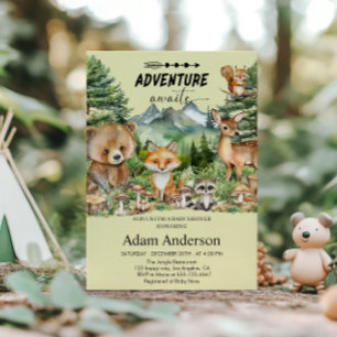 Convite Adventure Aguarda Chá de fraldas de floresta cremo