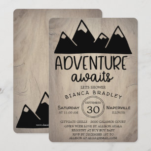 Convite Adventure Aguarda Chá de fraldas De Madeira