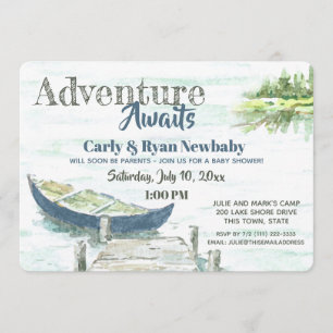 Convite Adventure Aguarda Lago e Chá de fraldas de Canoa