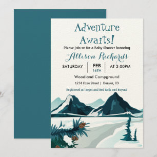 Convite Adventure aguarda montanhas viagem bebê    chuvei