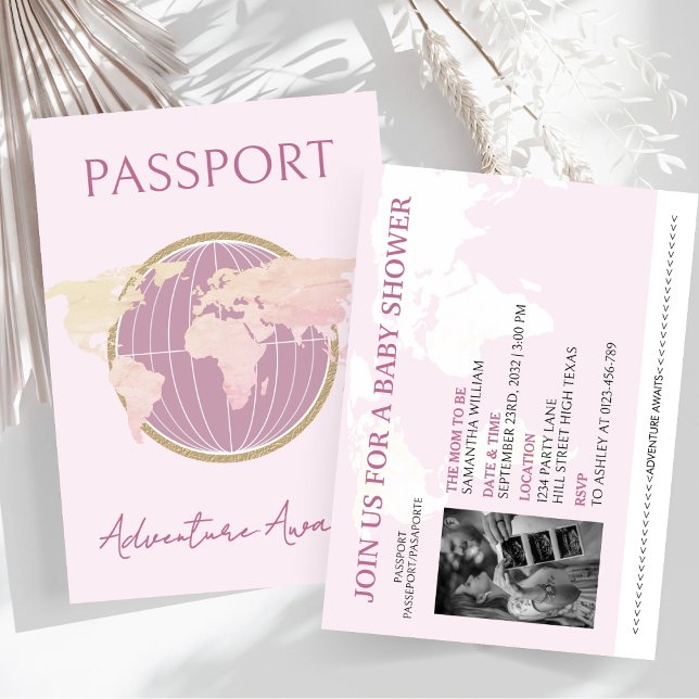 Convite Adventure Aguarda o Viagem do Passport Girl (Criador carregado)