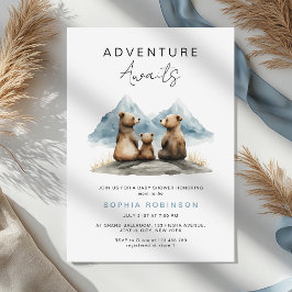 Convite Adventure Awaits Brown Bears Safari Baby Shower
