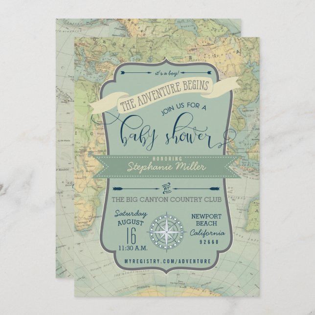 Convite Adventure Baby Boy Chá Invites (Frente/Verso)