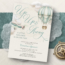 Convite Adventure Balloon Airplane Baby Shower Invitation