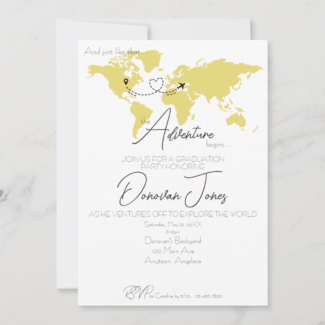 Convite Adventure Begins College Graduation Party (Frente)