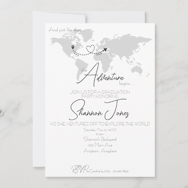 Convite Adventure Begins College Graduation Party (Frente)