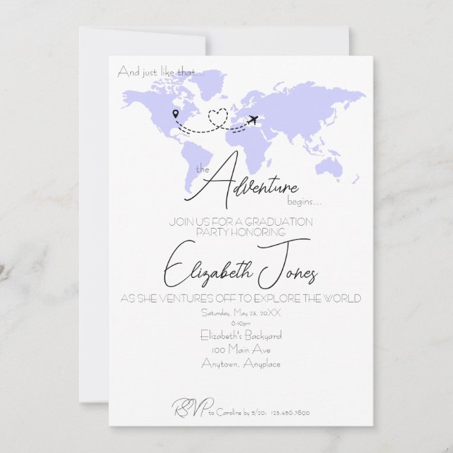 Convite Adventure Begins College Graduation Party (Frente)