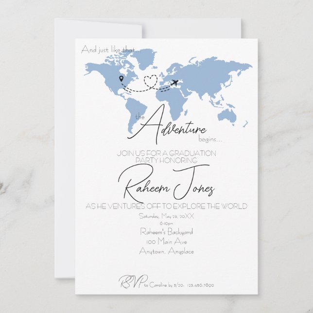 Convite Adventure Begins College Graduation Party (Frente)