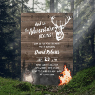 Convite Adventure Bonfire e Lantern para aposentadoria