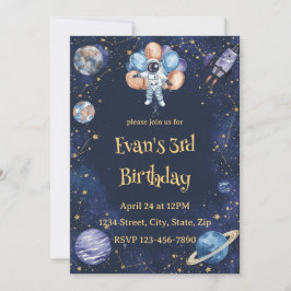 Convite Adventure Galaxy Birthday Invitation | Astronaut