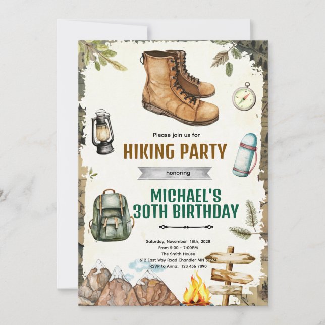 Convite Adventure hiking camping party Invitation (Frente)