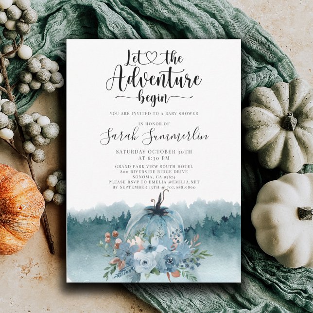 Convite Adventure inicia Chá de fraldas azul empoeirado (Criador carregado)