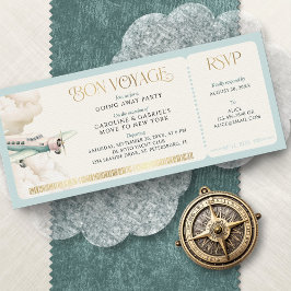 Convite Adventure Travel Boarding Pass Going Away Party