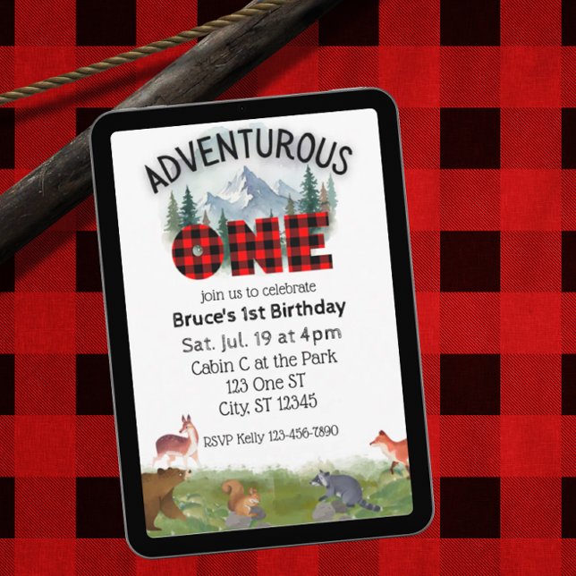 Convite Adventurous One, Woodland Animal 1st Birthday (Criador carregado)