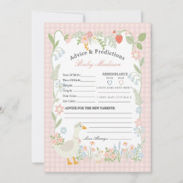 Convite Advertência Floral Gingham para Bebê de Ganso Rosa