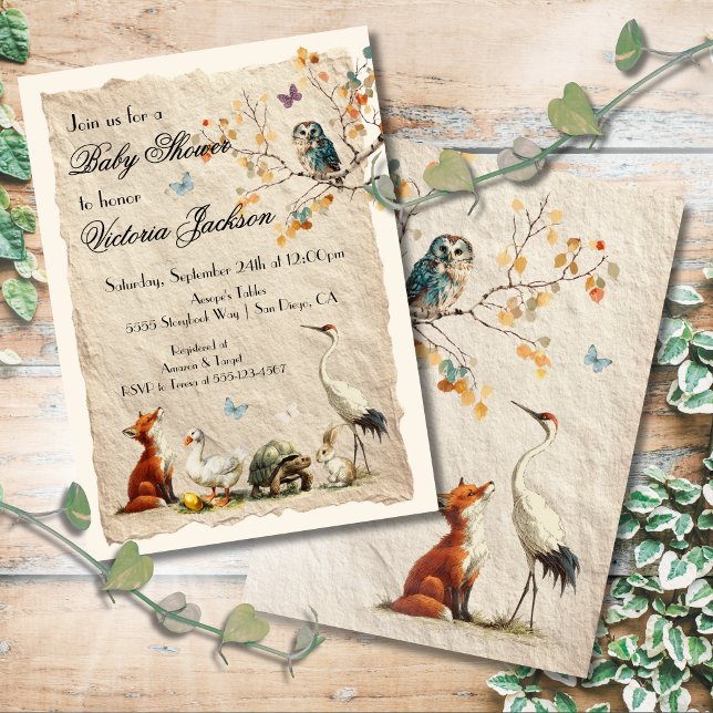 Convite Aesop's Storybook Characters Baby Shower (Criador carregado)