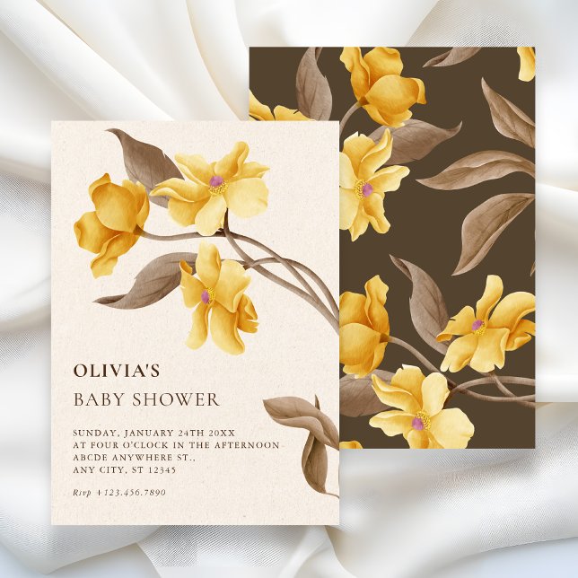 Convite Aesthetic floral minimalist elegant baby shower (Criador carregado)